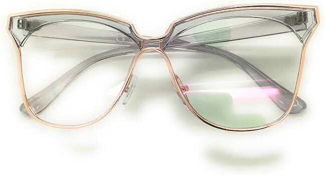 KISS Eyewear Women's Vintage Gold Frame Glasses – Oversized Clear Lens, UV400