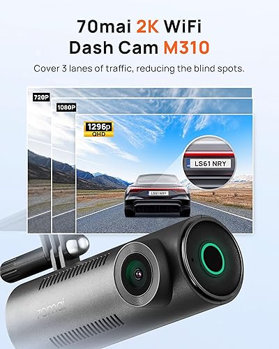 Miniatura 2 de 70mai Dash Cam M300, 1296P QHD, cámara inteligente WiFi integrada para coche, FOV gran angular de 140, WDR, visión nocturna, aplicación móvil