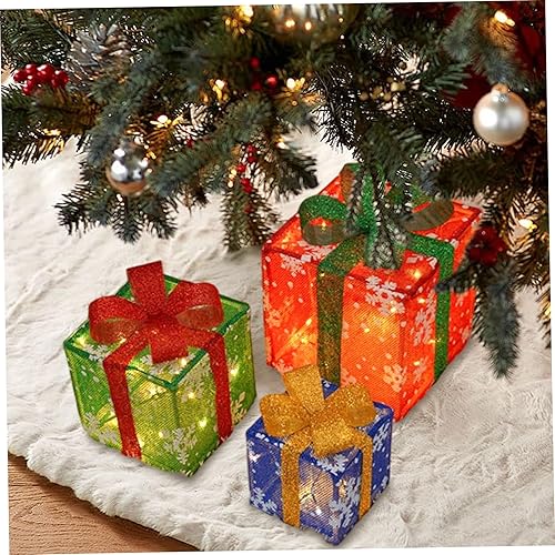 Miniatura 5 de Decoraciones navideñas para interiores, 3 cajas de regalo LED iluminadas, cajas visuales para el hogar, tienda, escuela, oficina, bar, 6, 8 y 10