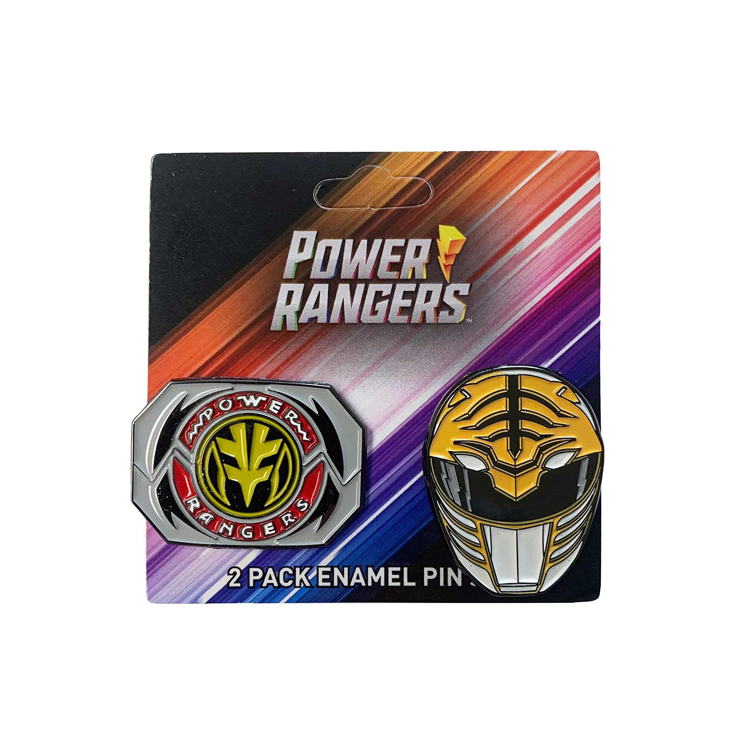 Power Rangers White Ranger Mask and Emblem Tommy Officially Licensed 2 Pack Enamel Pin set