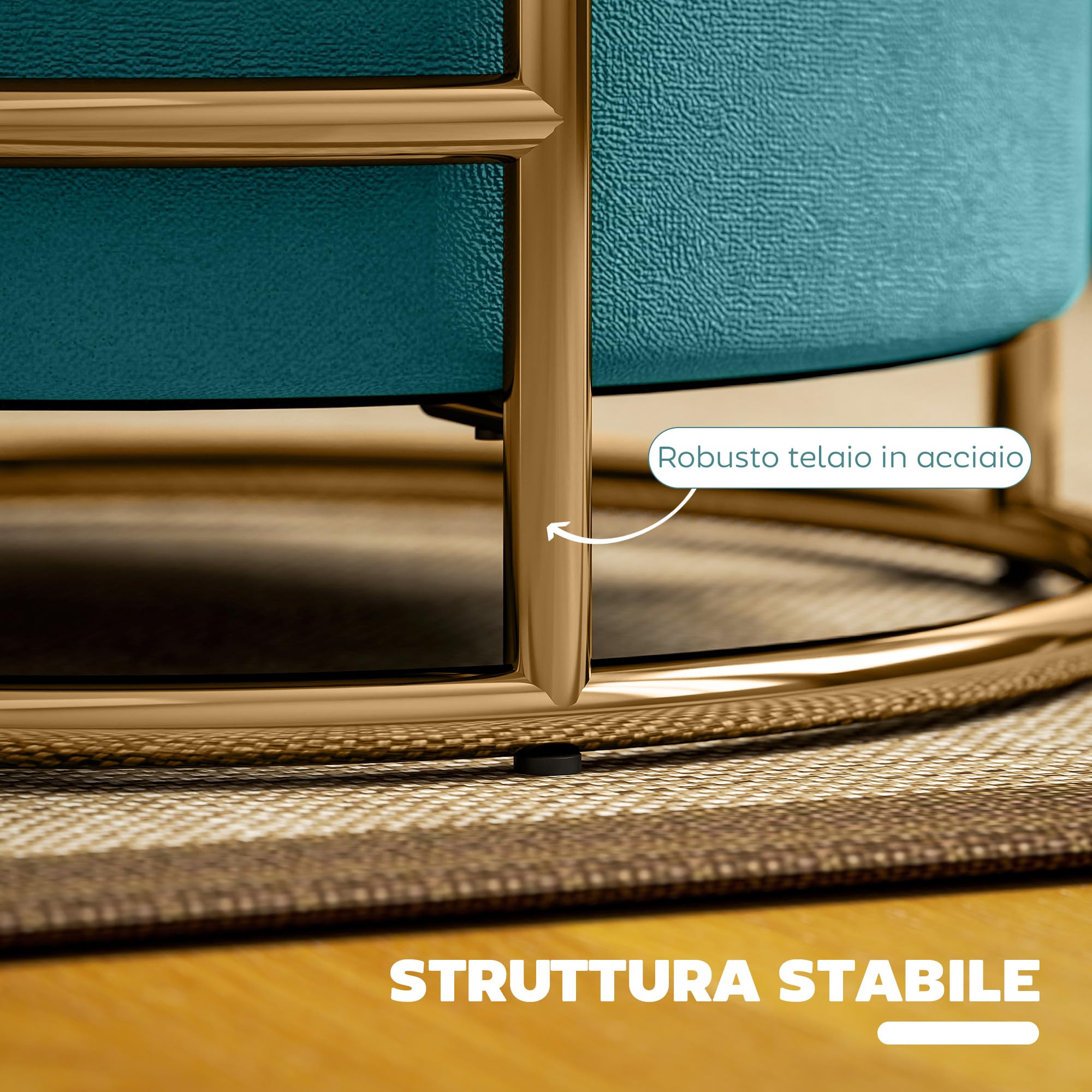 HOMCOM Pouf Contenitore Rotondo in Velluto, Poggiapiedi con Vano da 24L e Coperchio Rimovibile, per Camera da Letto e Salotto, Ø42x39 cm, Verde