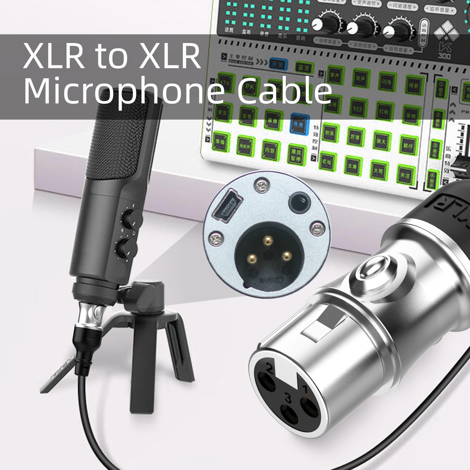 XLR 4,5 m Kabel, 4 Stück, Stecker auf Buchse, vergoldet, 3-polig, Mikrofonkabel für Aufnahmestudio, Lautsprecher, Heimpodecast, Aufnahmestudios