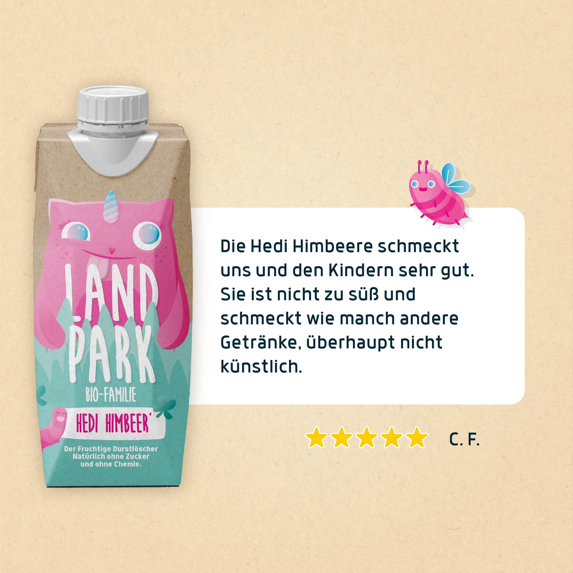 Landpark Bio-Familie Himbeere, 48x0,5l I Kindergetränk ohne Zucker und Süßungsmittel I Ab 1 Jahr geeignet I natürliches Mineralwasser mit Bio-Himbeere Fruchtaroma I Wasser mit Geschmack (48)