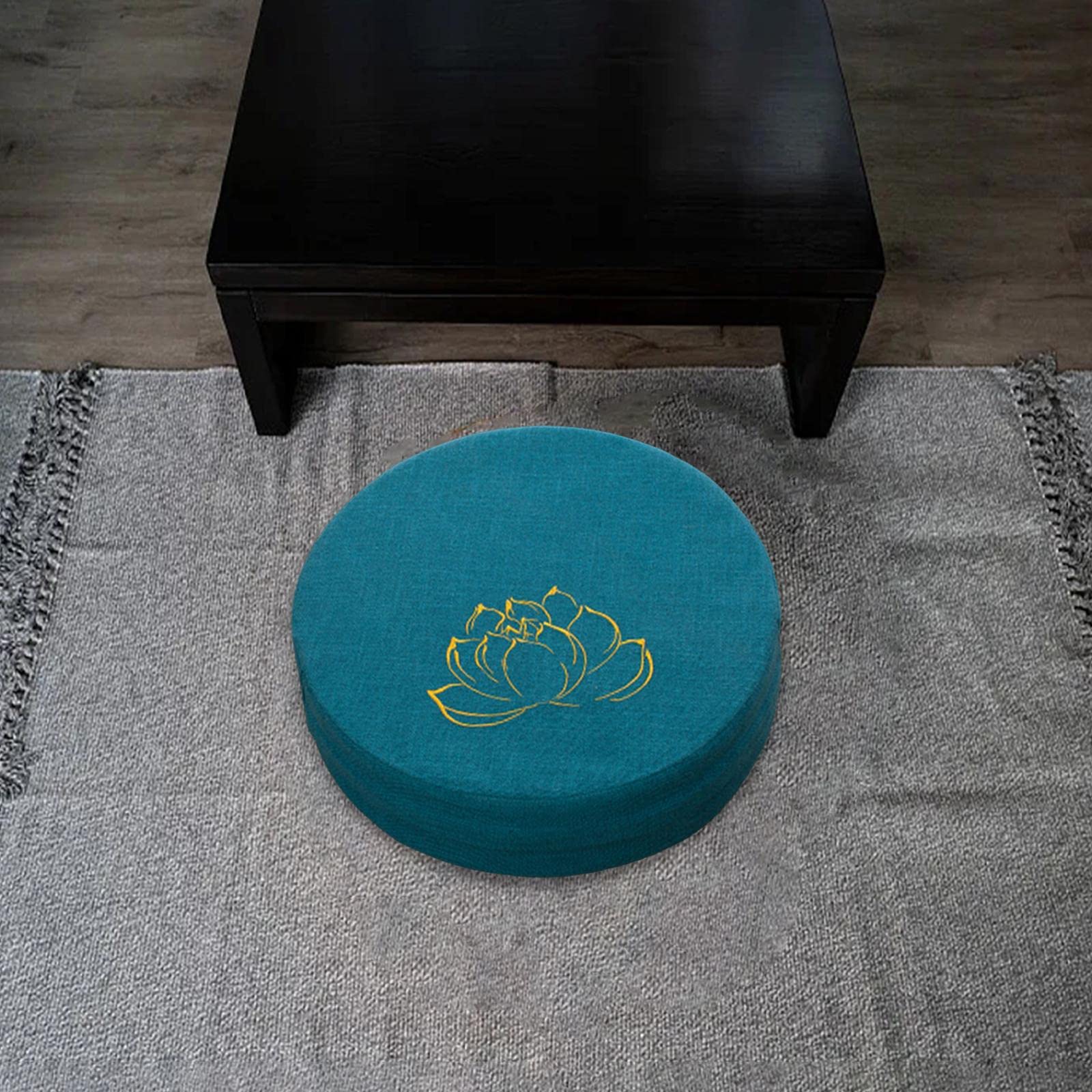 perfk Coussin de méditation de Yoga avec Housse Amovible Tapis de Tatami Japonais Accessoires de méditation Oreiller de Sol pour Yoga Salon Cadeaux de, Bleu Foncé 6cm