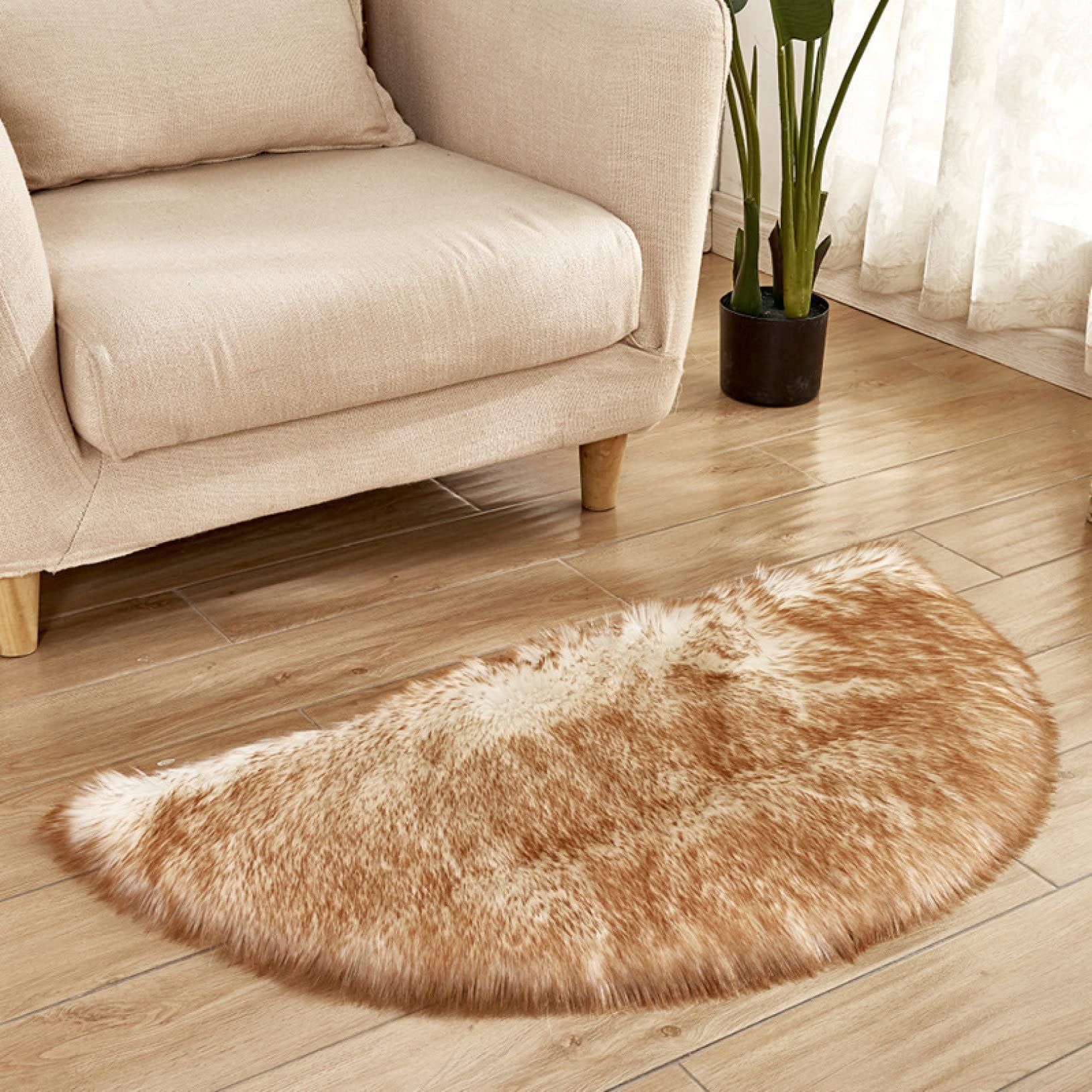 Amazon｜ムートンラグ 45*90CM 半円 シャギー マット 花柄 ふわふわ 