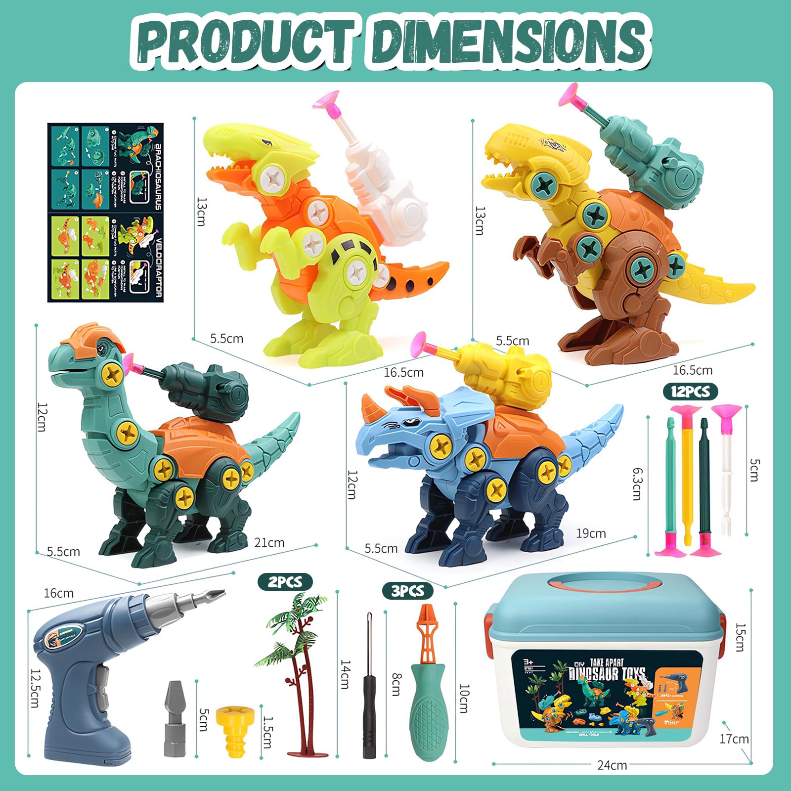 MQVXT Dinosaur Toy for Children, 4 Piece Children's Toy