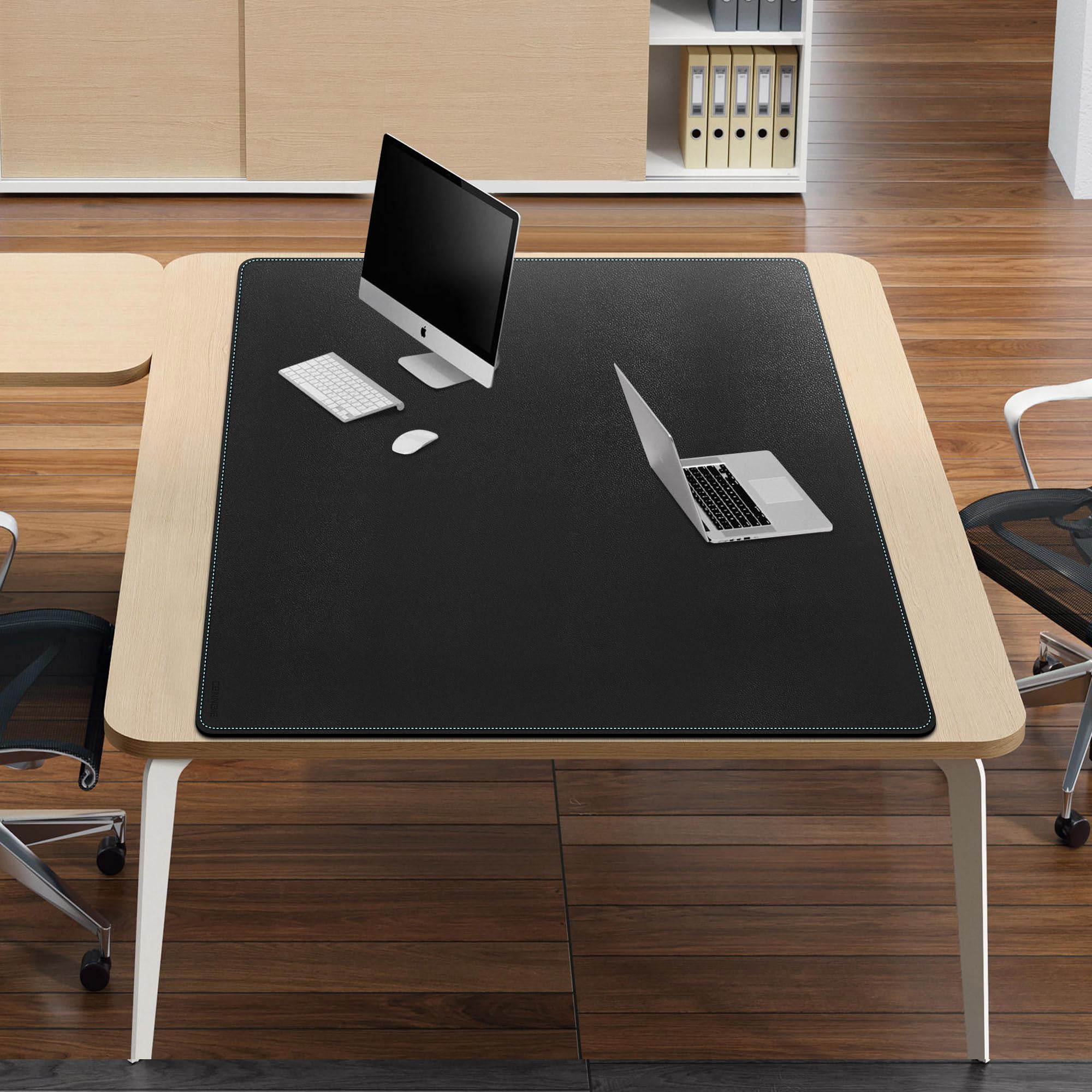 CENNBIE Tappetino da scrivania in pelle, 140 x 90 cm Tappetino per mouse, sottomano scrivania impermeabile in pelle PU per scrivania, ufficio e casa (Nero)