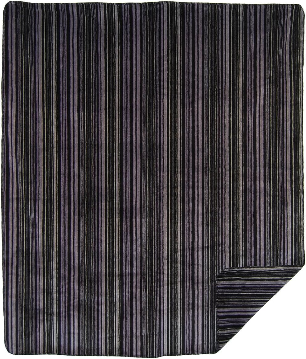 FactoryDepotDenali Home Collection by Monterey Mills 60-Inch by 70-Inch Denali Double-Sided MicroPlush Throw, Purple Stripe