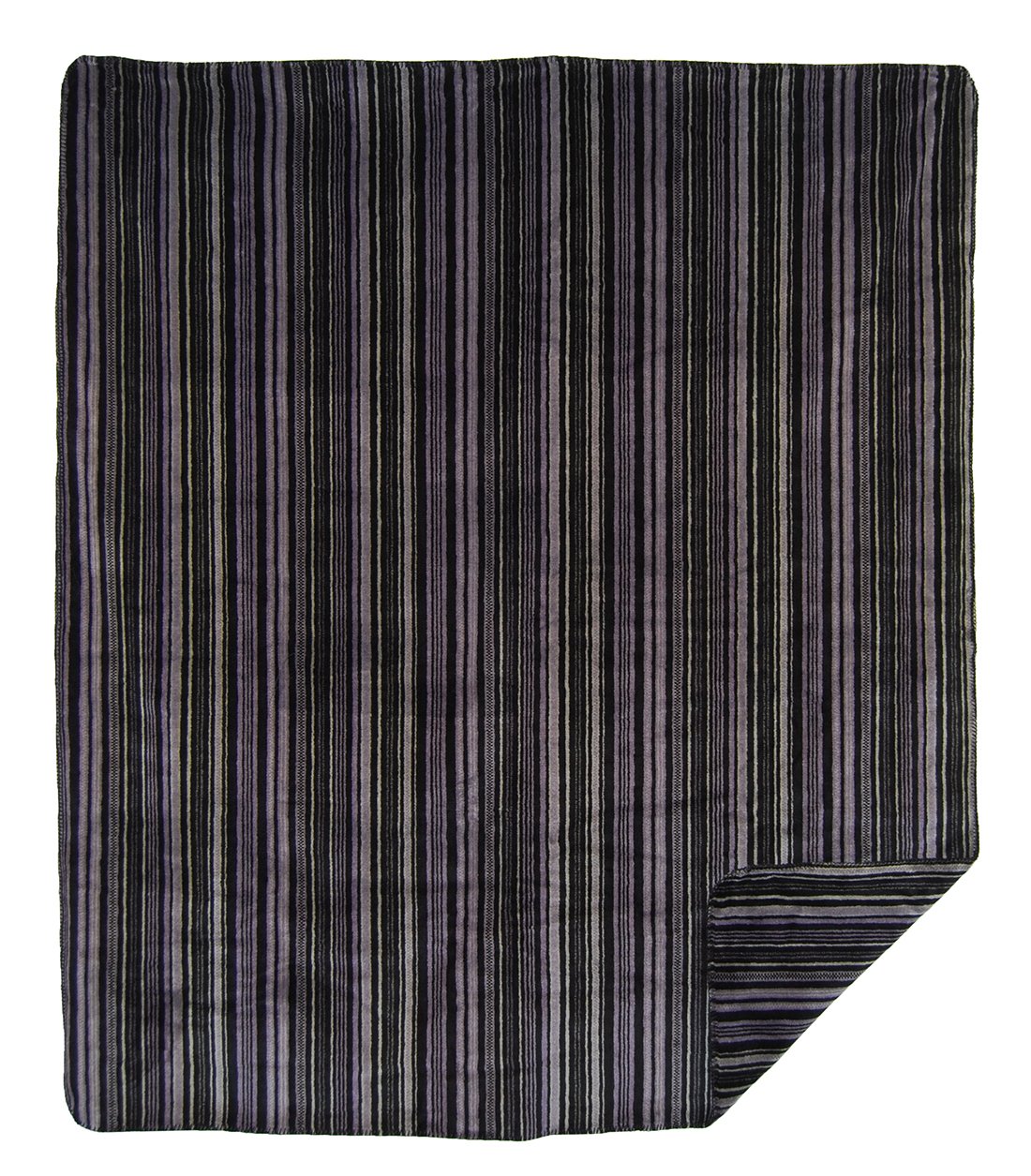 FactoryDepotDenali Home Collection by Monterey Mills 60-Inch by 70-Inch Denali Double-Sided MicroPlush Throw, Purple Stripe
