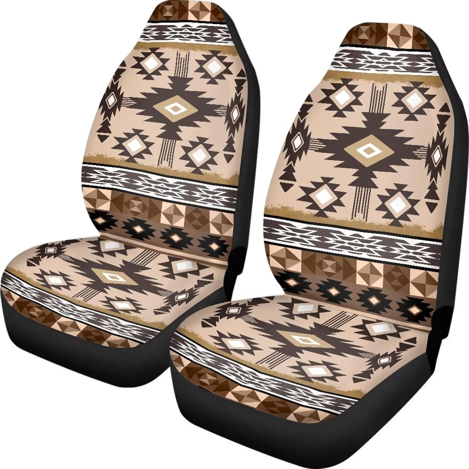 Wanyint Southwestern Aztec Khaki Car Seat Cover Front Seats Only, Front Car Interior Decor Protector Vehicle Bucket Auto Seat Covers for Women Men