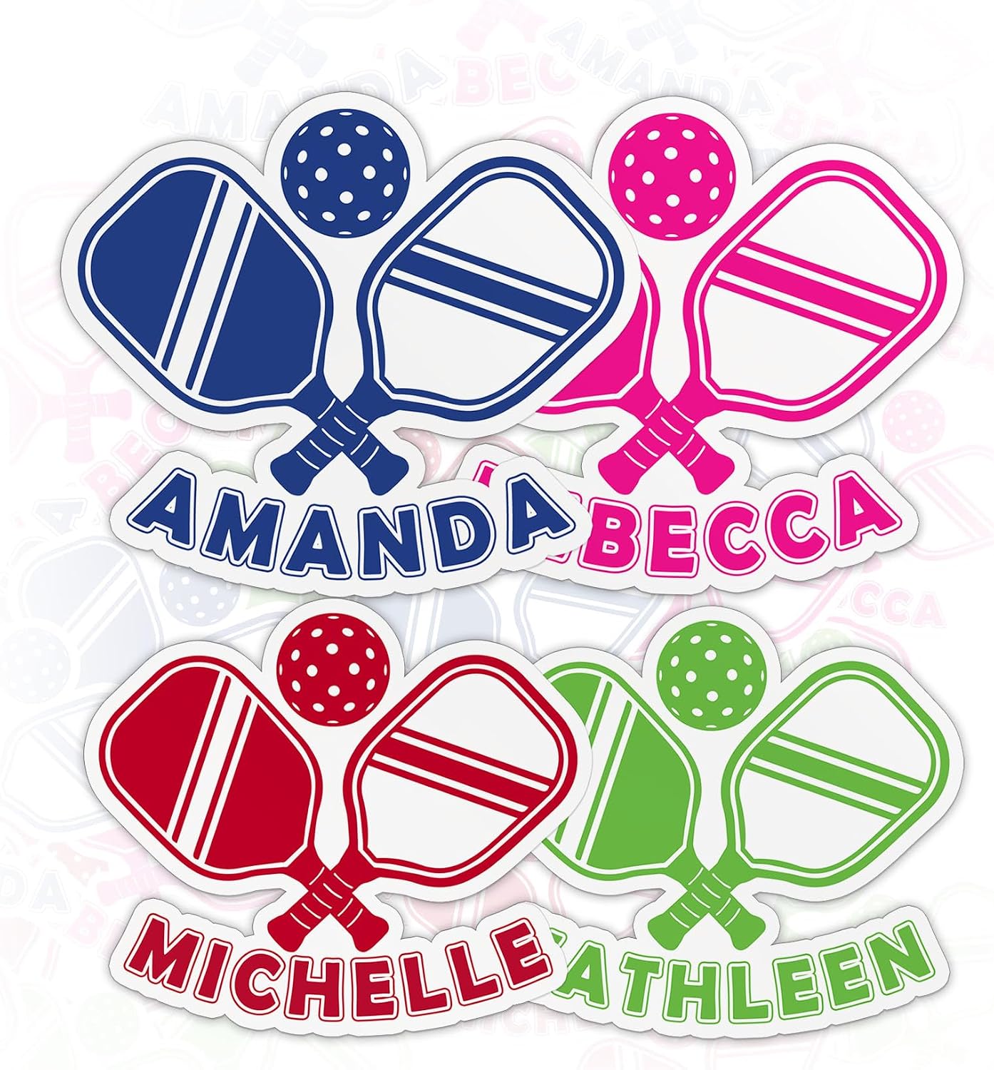 Custom Name Pickleball Sticker Choose Color Paddle Racquet Personalized Name Sport Players Waterproof Vinyl Sticker for Helmet Laptop Water Bottle Bumper Stickers for Men Women