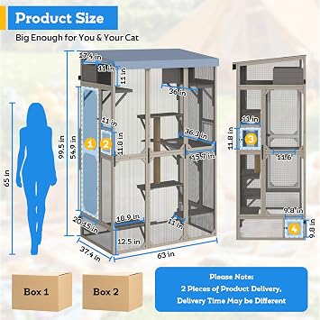 Window Catio Outdoor Cat Enclosure for Indoor Cats, 99.5 Tall Outdoor Cat Patio Cat House with Ultra-Fine Mesh, Large Expandable Perch for Window, 8 Jump Platforms, Scratching Post, Keep Bugs Out