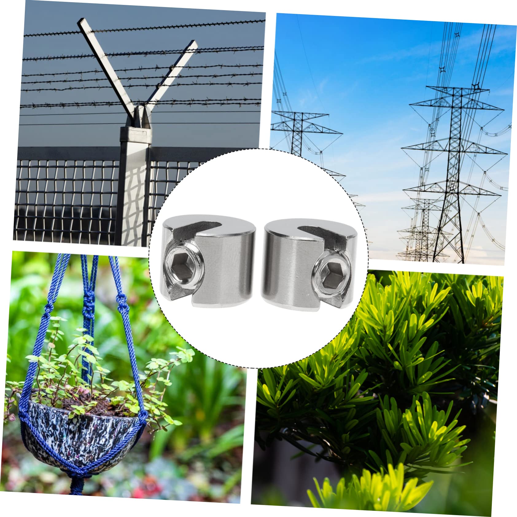 CIYODO 2pcs Wire Rope Clamp Rope End Wire Rope Cable Traffic Light Cable Wire Clips Steel Wire Clamp Wire Grip Clamp Wire Rope Screw Clamp Steel Cable Clamps Silver 316 Stainless Steel