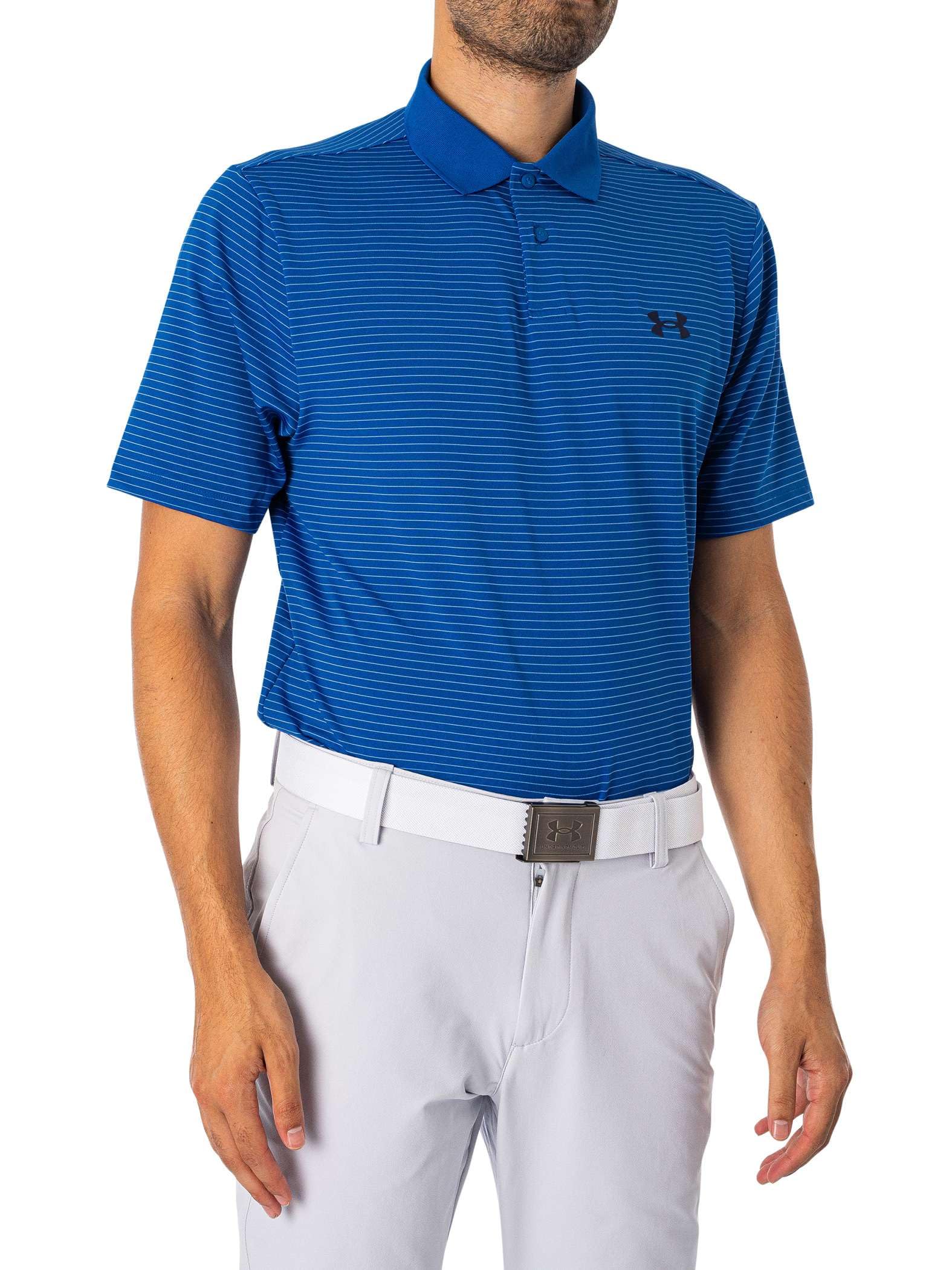 Under Armour Uomo Polo a Righe Matchplay, Blu, XL