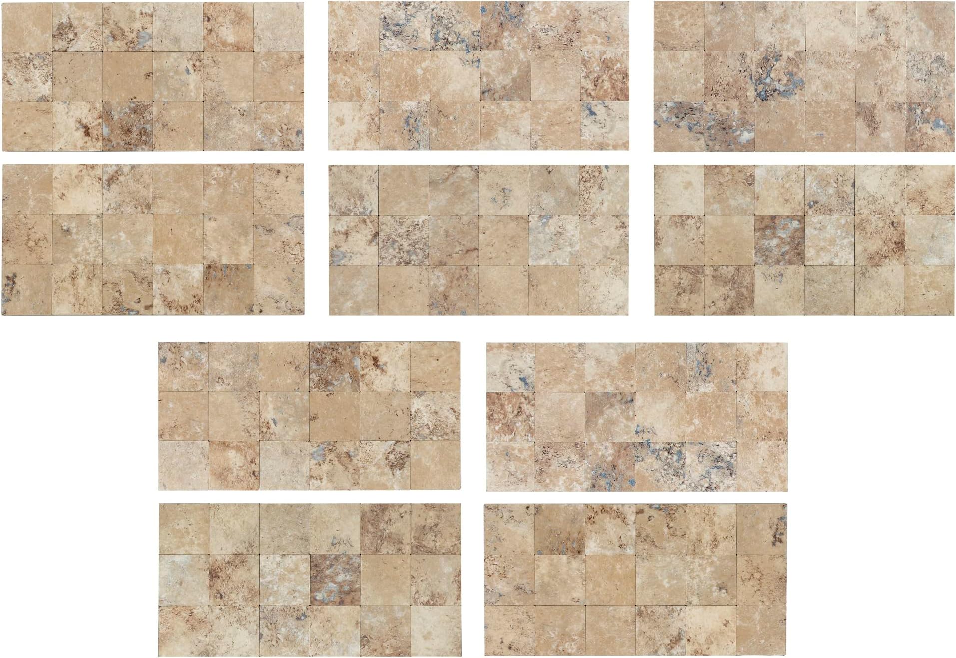 Peel and Stick Collage Tile in Aged Travertine (2pc per Pack/5 Pack)