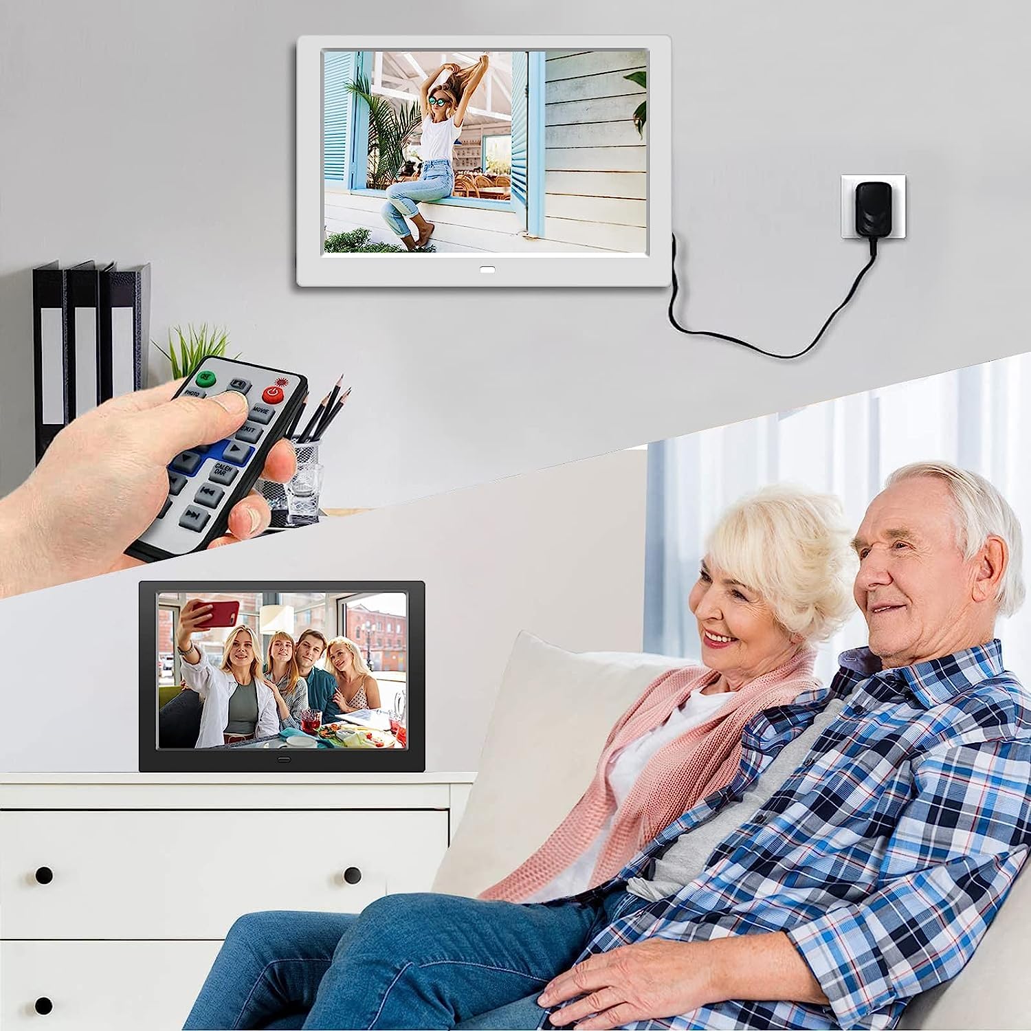 YOUYU Cadre Photo Numérique 10 Pouces Avec Télécommande, Plug YOUYU Cadre Photo Numérique 10 Pouces Avec Télécommande, Plug