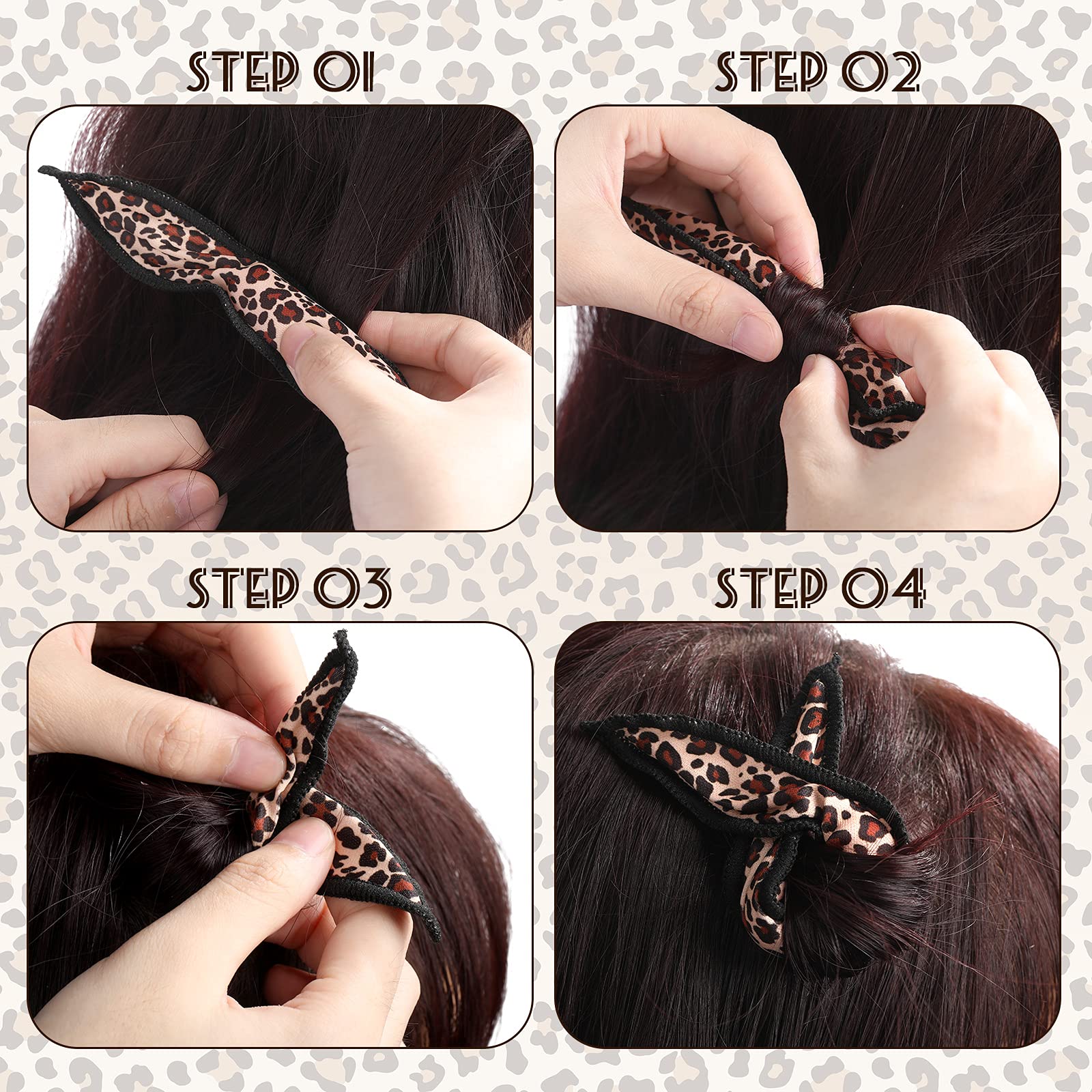 48 bigodini per capelli morbidi per dormire, in schiuma, per capelli e capelli fai da te, in spugna, per capelli lunghi, per donne e ragazze (leopardo)