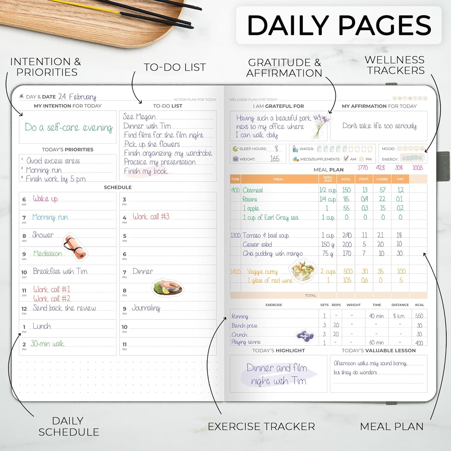 Clever Fox Wellness Planner Premium – Daily Lifestyle Journal to Support Health, Nutrition & Exercise – Healthy Living Journal with Meal, Exercise & Habit Trackers – Lasts 3 Months (Cypress)