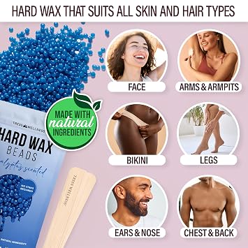 Tress Wellness Award Winning Waxing Kit for Sensitive Skin Safe for Face & Skin, Easy to Use At-Home Kit for Face, Bikini, Brazilian & Full Body - Digital Display, Pink