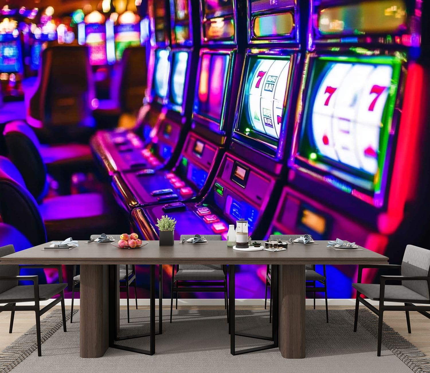 Wall Mural Slot Machines Casino nightlifes Pictures Silk Removable Wallpaper 3D Large Wall Mural Sticker Home Decor for Living Room Bedroom 100"x144" (Not Self-Adhesive)