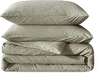 Vista 19 de BFS HOME Juego de funda de edredón de lino tamaño Queen - Mezcla suave y transpirable de algodón y lino, juego de ropa de cama de 3 piezas con 2