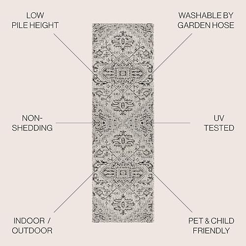 Miniatura 2 de JONATHAN Y SMB105D-28 - Alfombra pasillo Estrella con medallón bohemio tejido texturizado interiorexterior, estilo costero rústico glamuroso, fácil