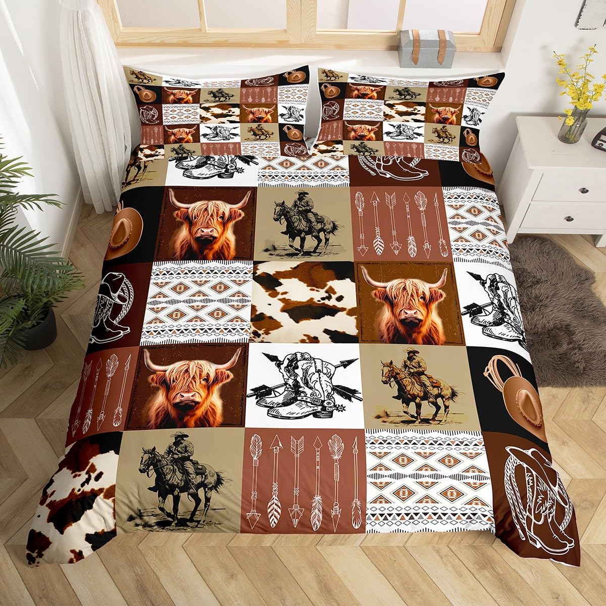 Parure de lit vache des Highlands pour chambre d'enfant et adolescent