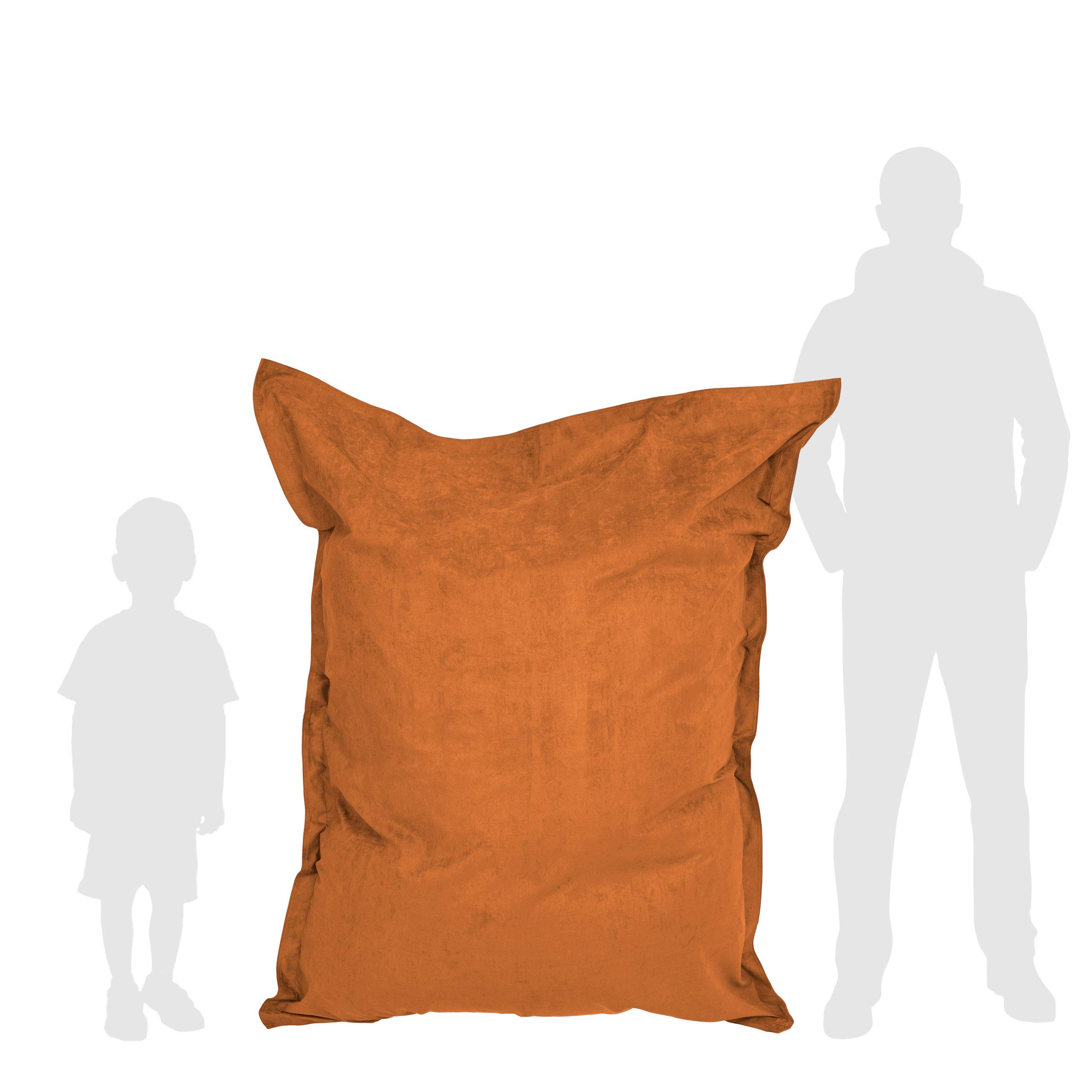 Lumaland Pouf géant de Luxe 140x180cm Housse Lavable Grand Coussin Enfants Adultes Sac Rechargeable 380L Billes EPS Orange