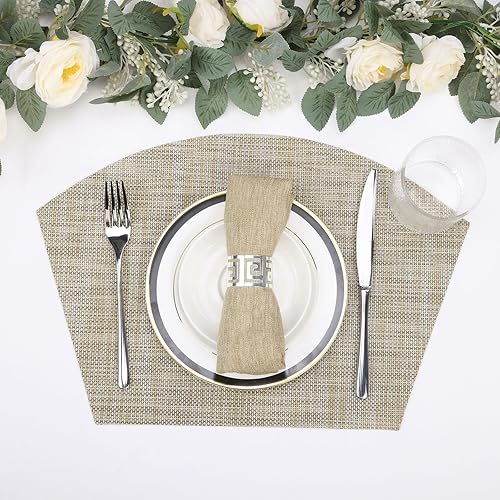 Miniatura 15 de SHACOS - Manteles individuales de PVC para mesas redondas, manteles individuales con curvatura, antideslizantes, resistentes al calor, de vinilo,