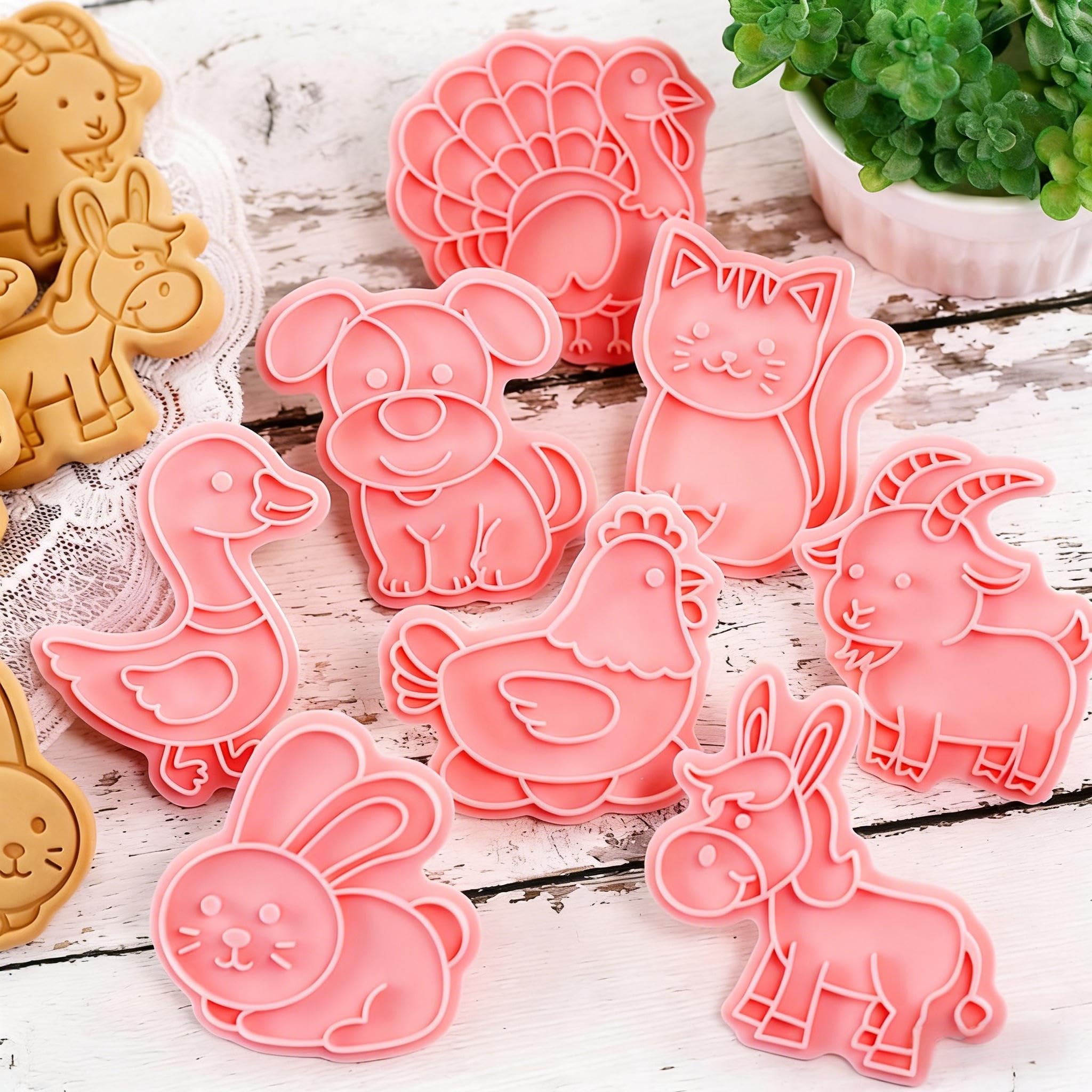 Set Di 8 Formine 3D Per Biscotti – Animali Della Giungla In Plastica, Per Fondente E Pasta Di Zucchero, Forme: Pecora, Koala, Lama, Pinguino, Canguro, Cigno, Rinoceronte E Riccio