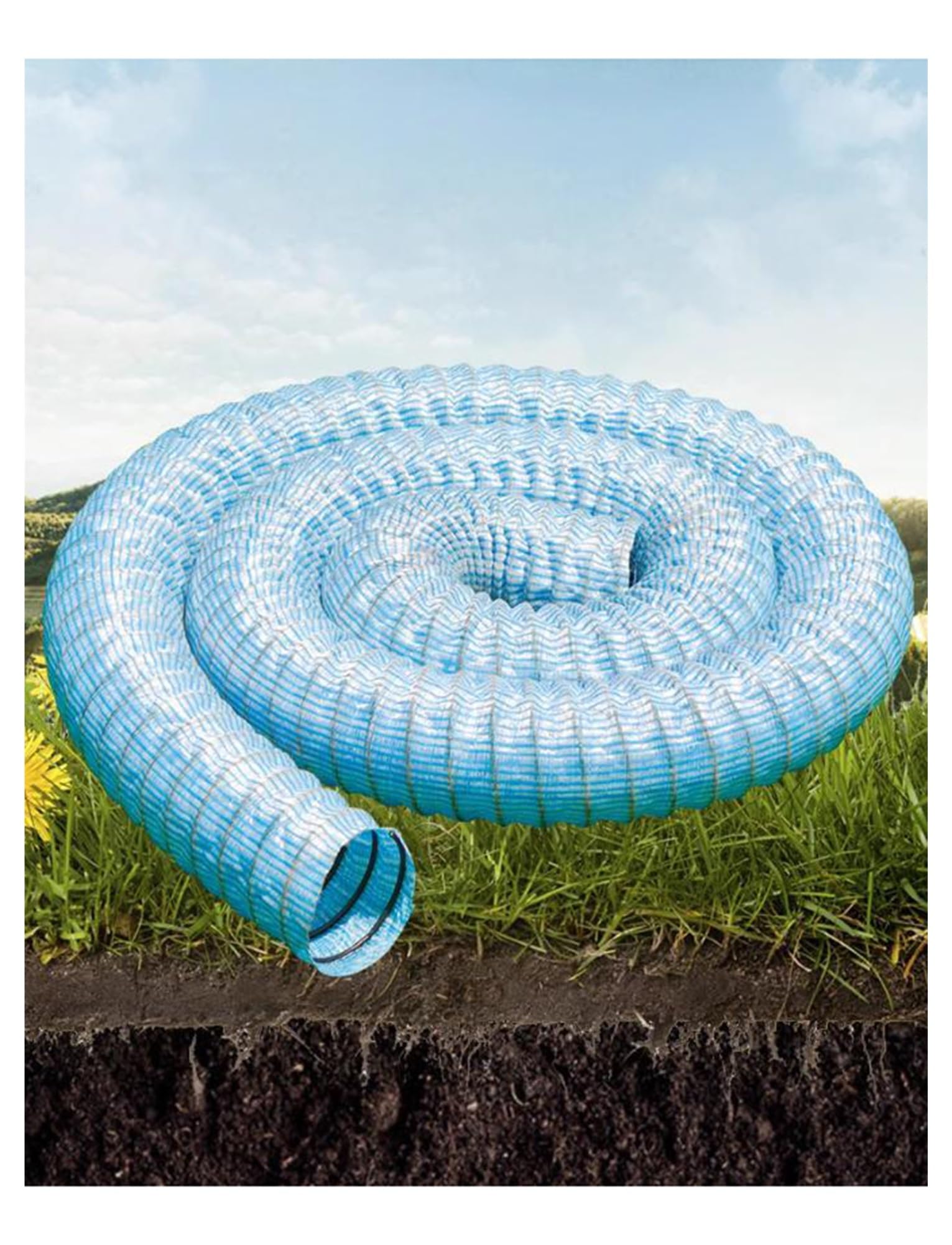 Corrugated Perforated French Drain Pipe, 2 Inch Perforated Drain Pipe Nonwoven Fabric Flexible Water Infiltration Hose 3.3-65.6ft(59ft)