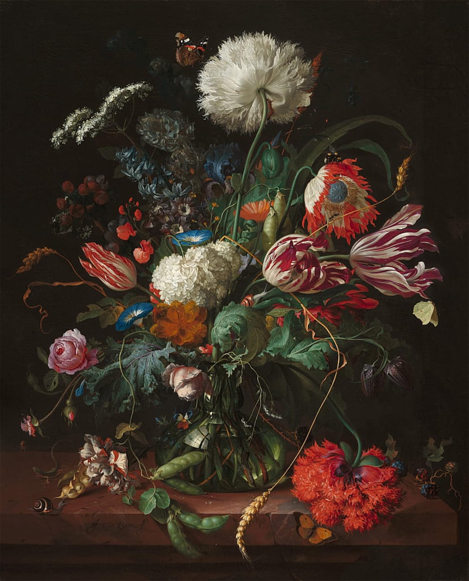 ARTXLXXBN Famous Art Print Poster Vintage Wall Art Vase of Flowers by Jan Davidsz De Heem Canvas Art Poster for Home Decor 60x90cm