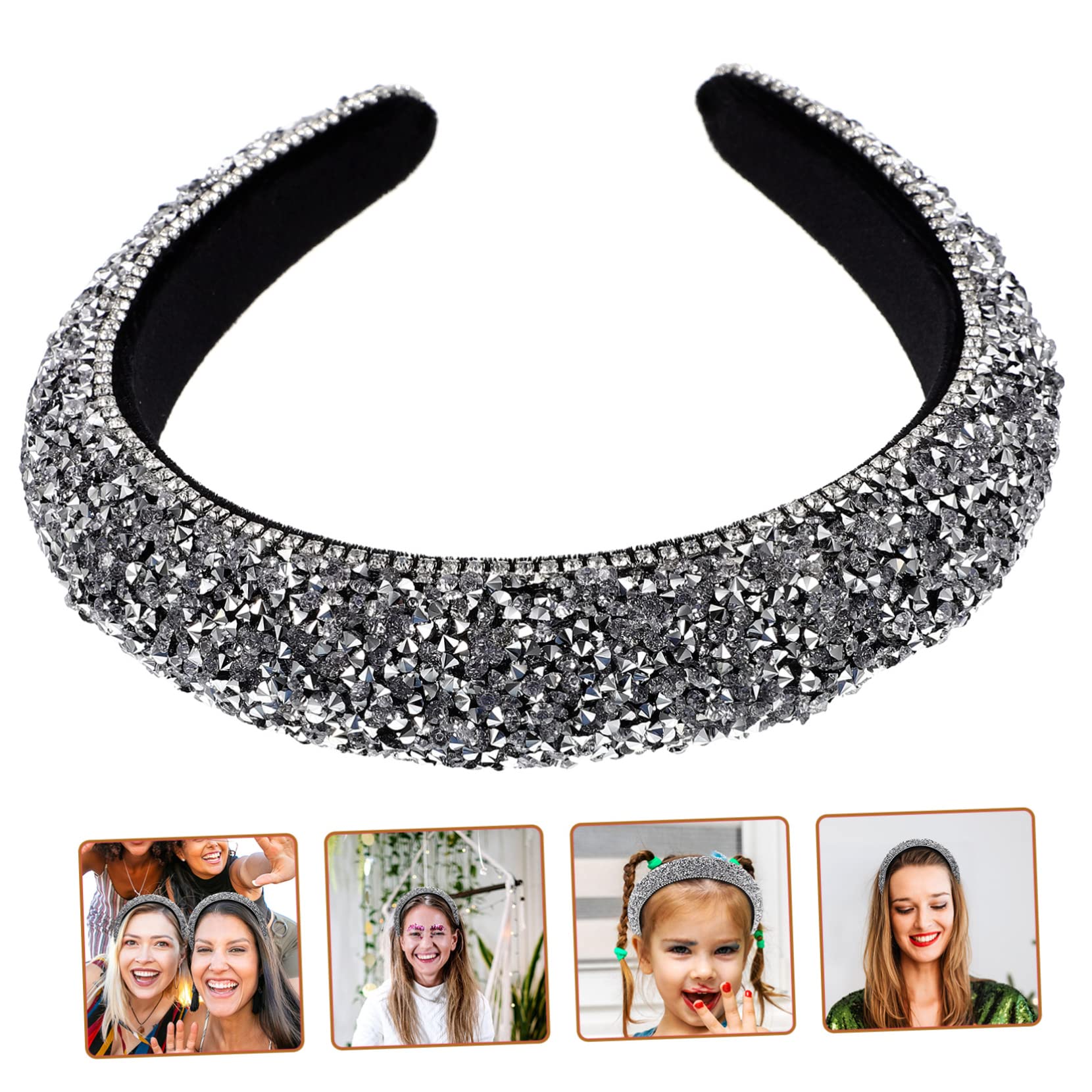 FRCOLOR 5 Eleganti Cerchietti Per Elastici in Argento Con Diamanti Per Natale Per Donne