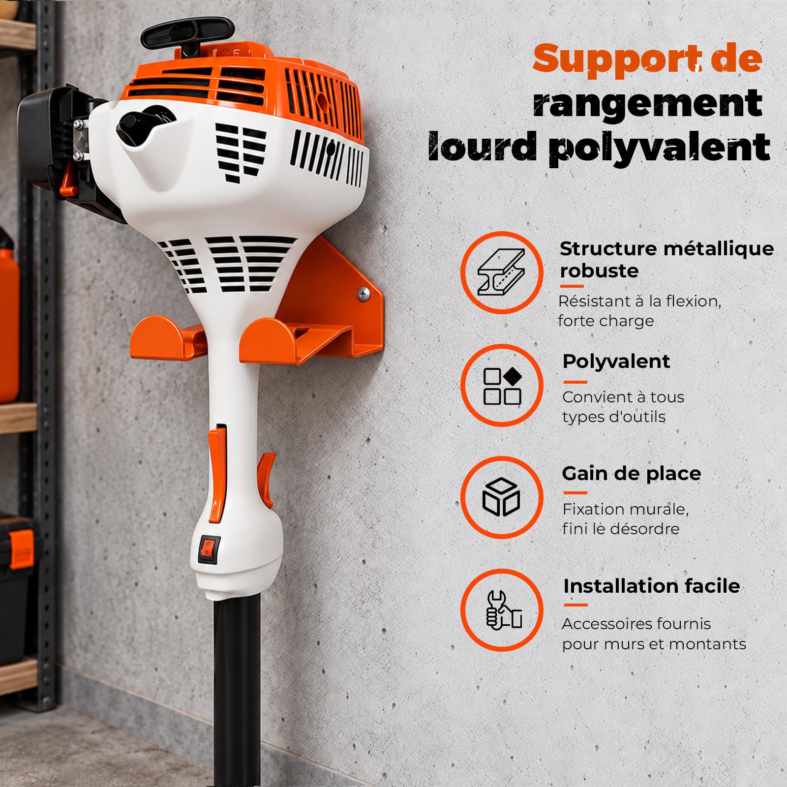 4 Pièces Support pour Débroussailleuse en Acier avec Vis de Montage