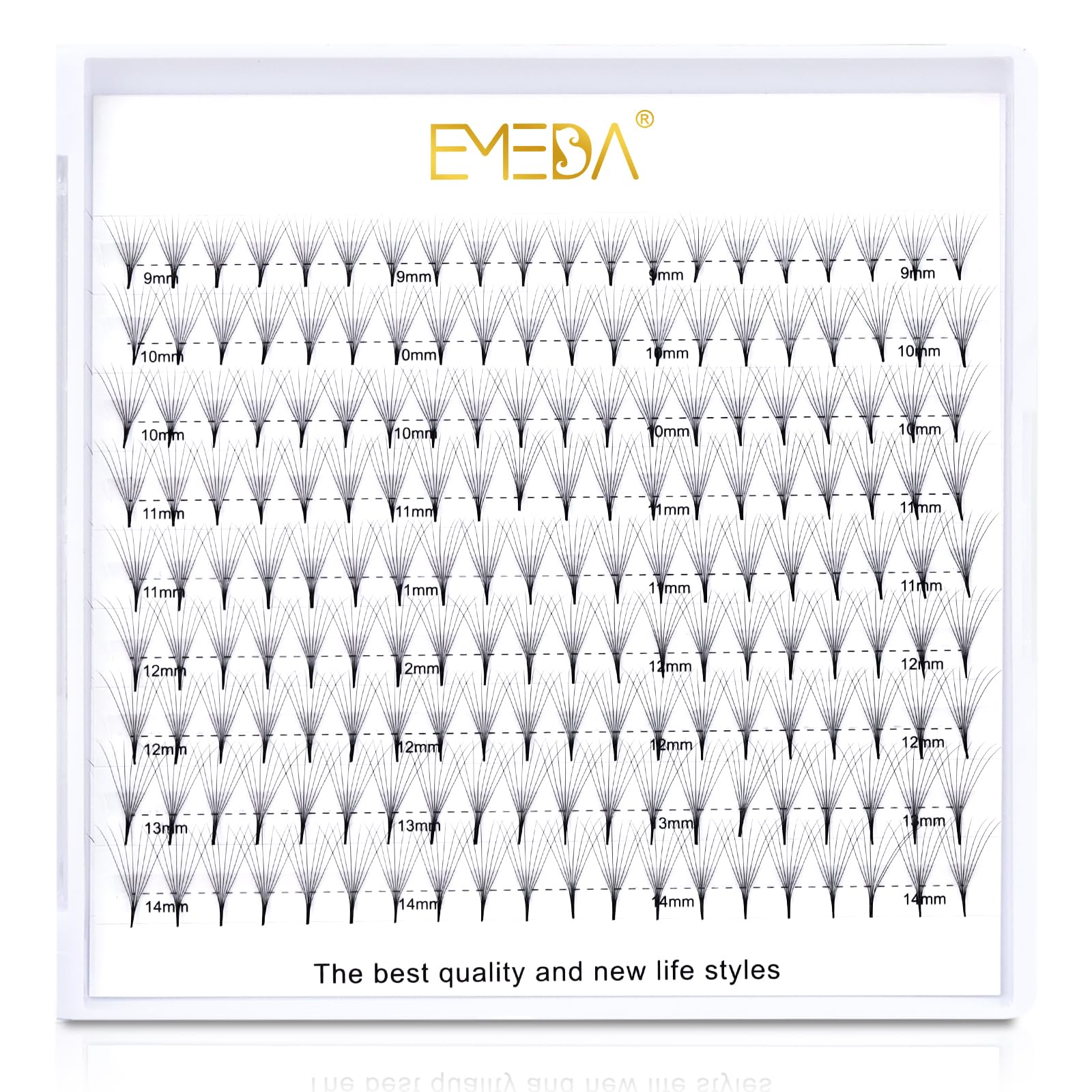 EMEDA Premade Volume Fan 8D Extension ciglia 9 linee D Ciglia arricciate Volume ciglia 0.07mm 9mm-14mm Mix Length Extension ciglia voluminose pre-confezionate Ciglia a grappolo 8D (8D D 0.07 Mix)