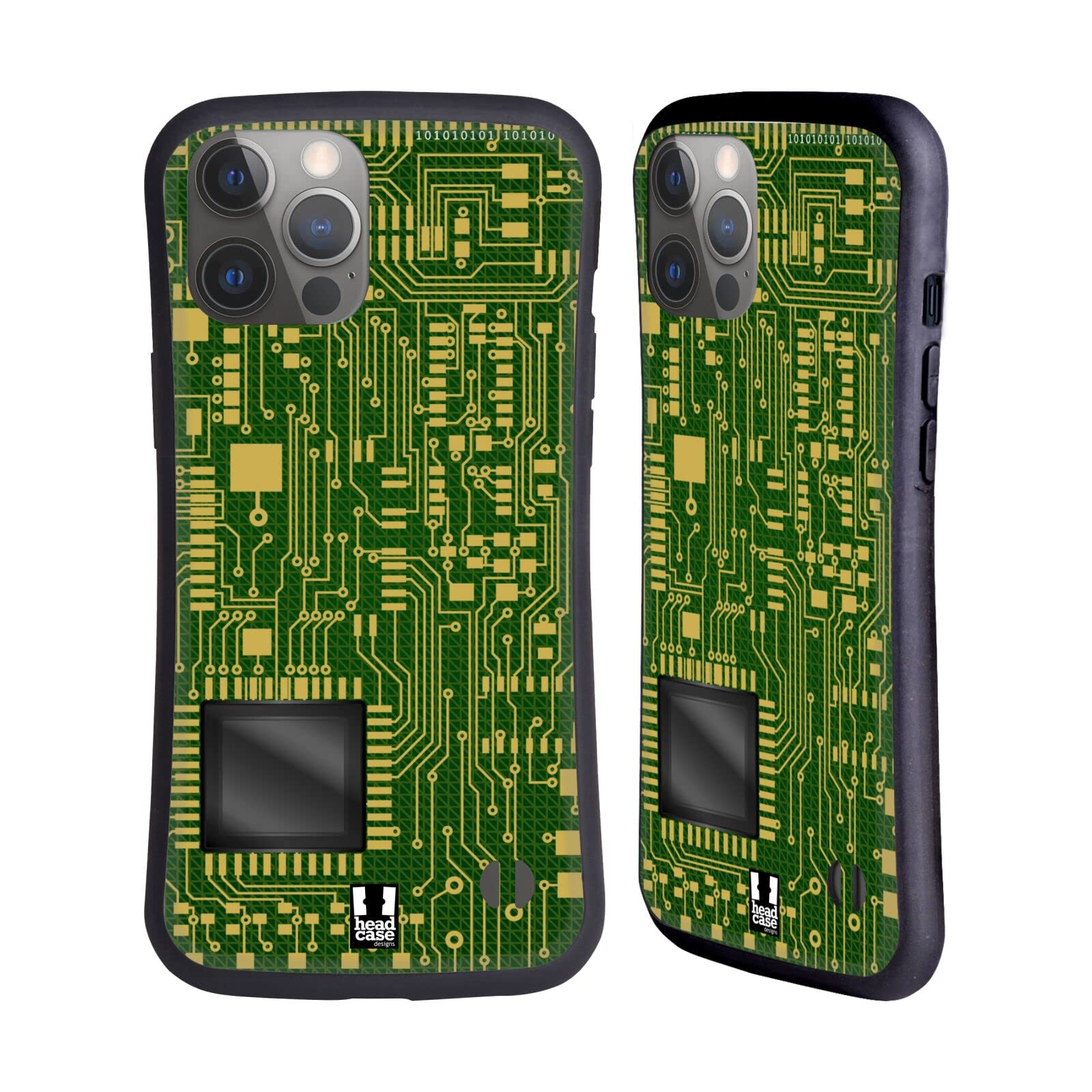 Head Case Designs Dark Green Circuit Boards Hybrid Case Compatible with Apple iPhone 14 Pro Max