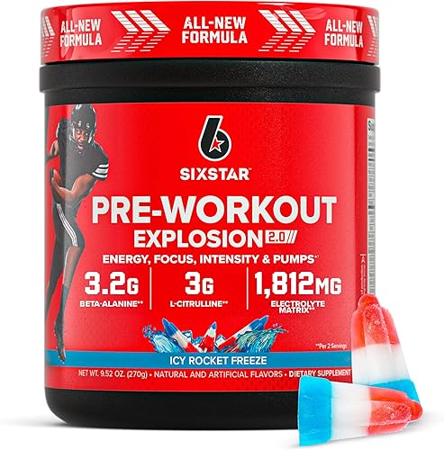 Six Star Polvo de preentrenamiento para hombres y mujeres, ICY Rocket Freeze (30 porciones)  Preentrenamiento Explosion 2.0 Energy Powder Drink Mix