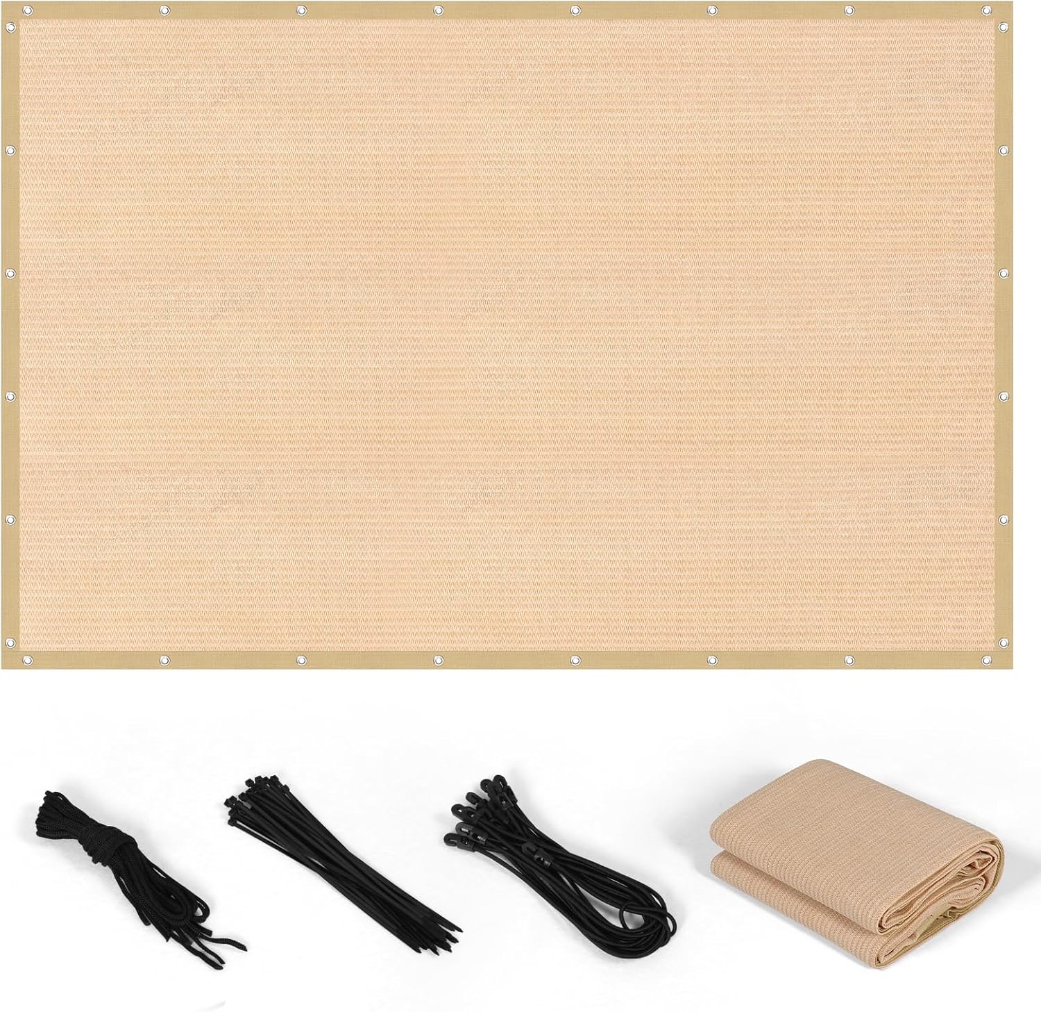 90% Shade Cloth with Grommets, 8 x 10 FT Sun Shade Tarp Pergola Shade Cover Canopy, UV Block Privacy Sun Screen for Outdoor, Patio, Garden, Porch and Deck, Beige