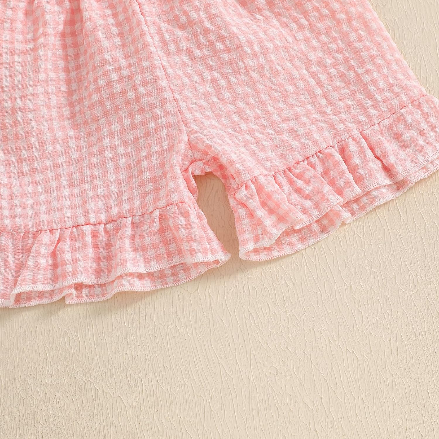 fhutpw Toddler Baby Girls Summer Clothes Smocked Short Sleeve T-Shirt Tops Ruffled Plaid Short Sets Cute Outfits 2Pcs - Image 6