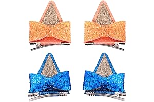 SAVITA 4pcs Bluey Hair Clips, Glitter Bow Barrettes for Toddlers Girls