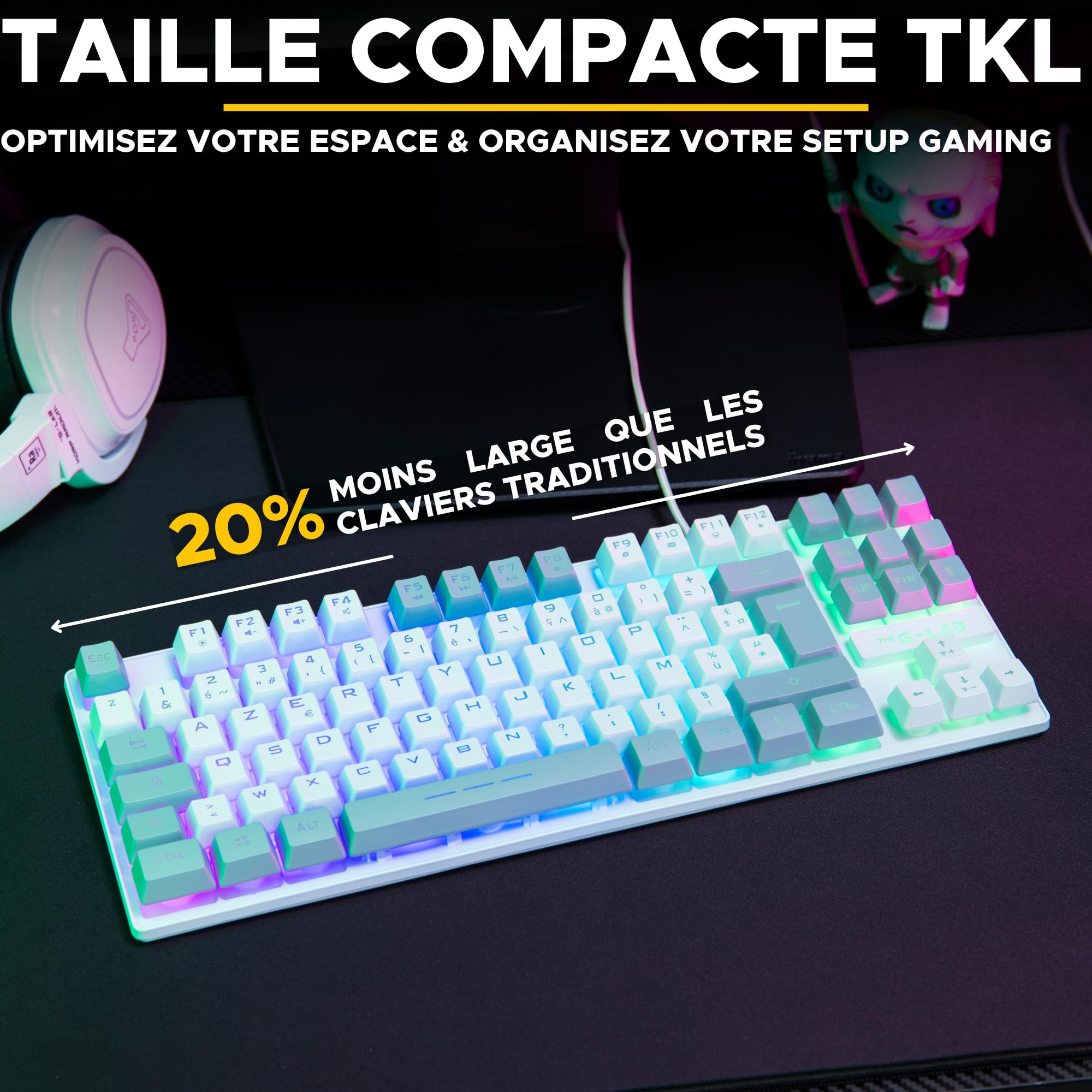 The G-Lab Keyz Caesium TKL - Clavier Gamer 87 Touches 15 Macros AZERTY FR