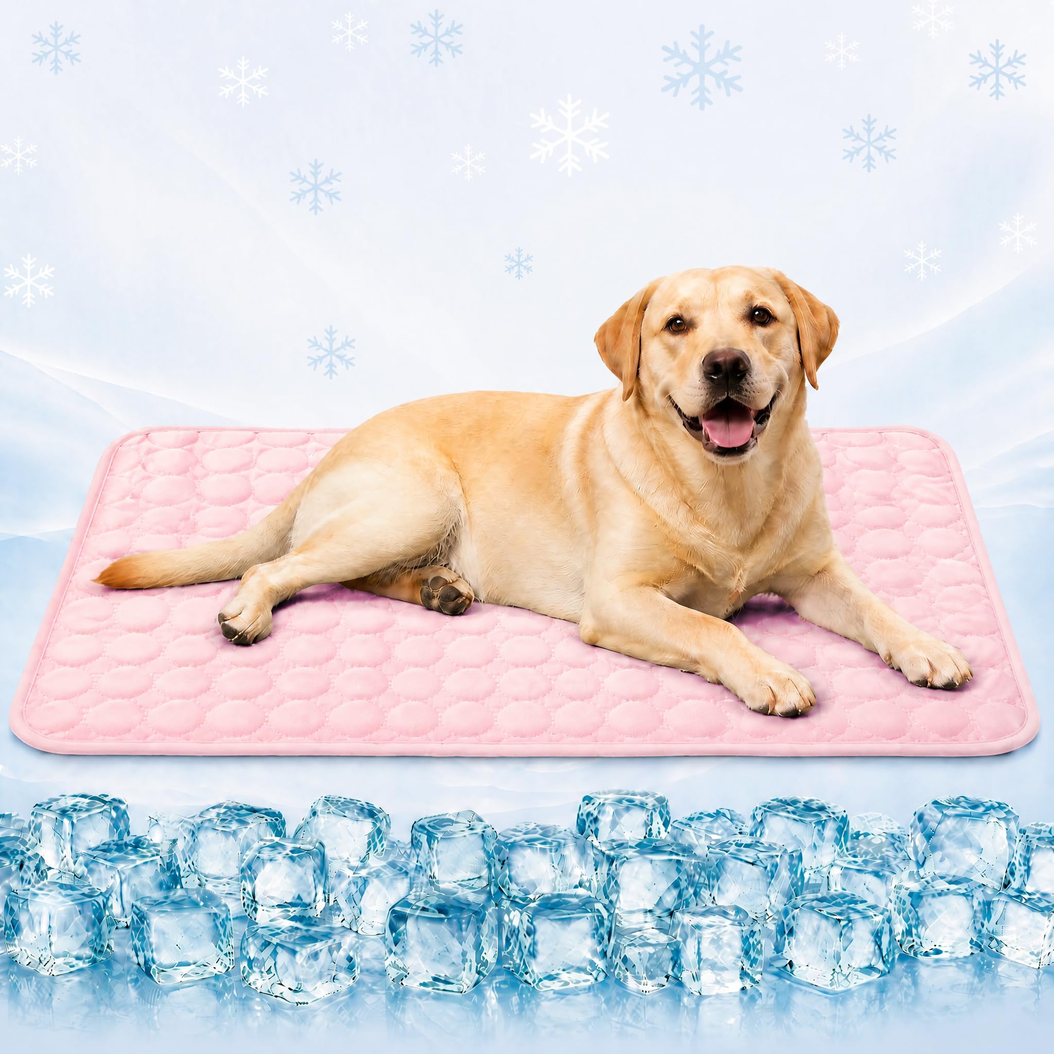 BASVII Tappetino Refrigerante Cane 100x70cm, Tappetino Rinfrescante per Cani Gatti Senza Gel, Cuccia Refrigerante Lavabile, Tappetino Refrigerante per Cani per Estate in Casa, Giardino, Auto o Cuccia
