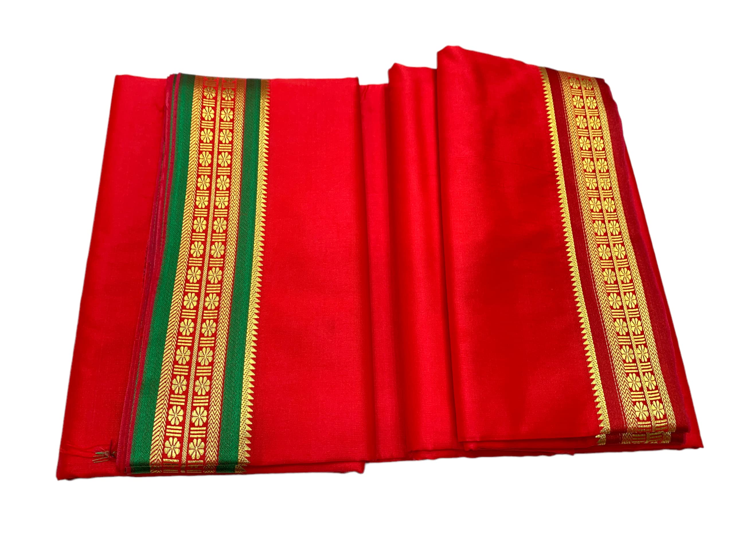 Rameshwaram FabricsExquisite Silk Pattu Panchalu: Unstitched Dhoti with Stole for men - Ideal for Pooja and Special Occasions