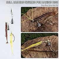 Vista 6 de Dr.Fish Paquete de 30 Plomadas de Lanzar Lubina Pesos de Plomo Tipo Campana Drop Shot con Eslabones Giratorios de Latón Plomadas de Plomo para Pesca