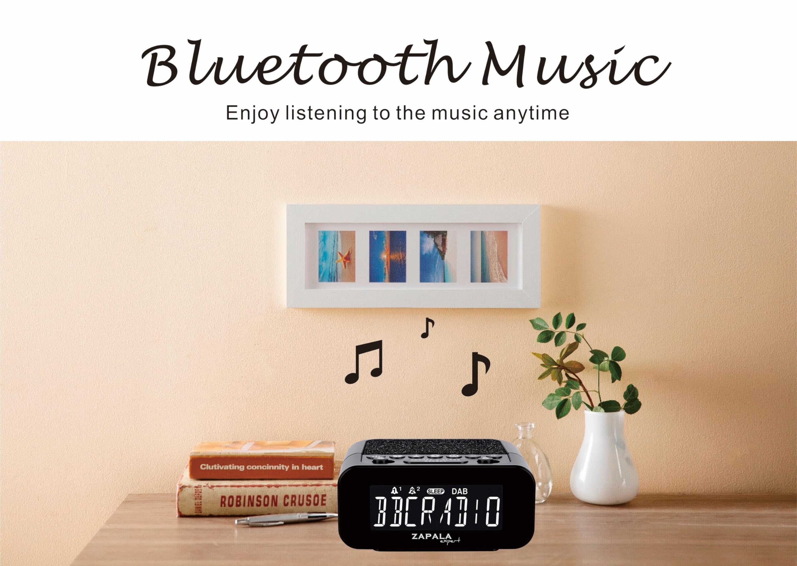 Radiosveglia DAB+ e FM, con 2 allarmi, ampio display LCD, Plug in Digital DAB+ e radio FM con porta di ricarica USB, volume e dimmer regolabili, snooze per bambini che dormono