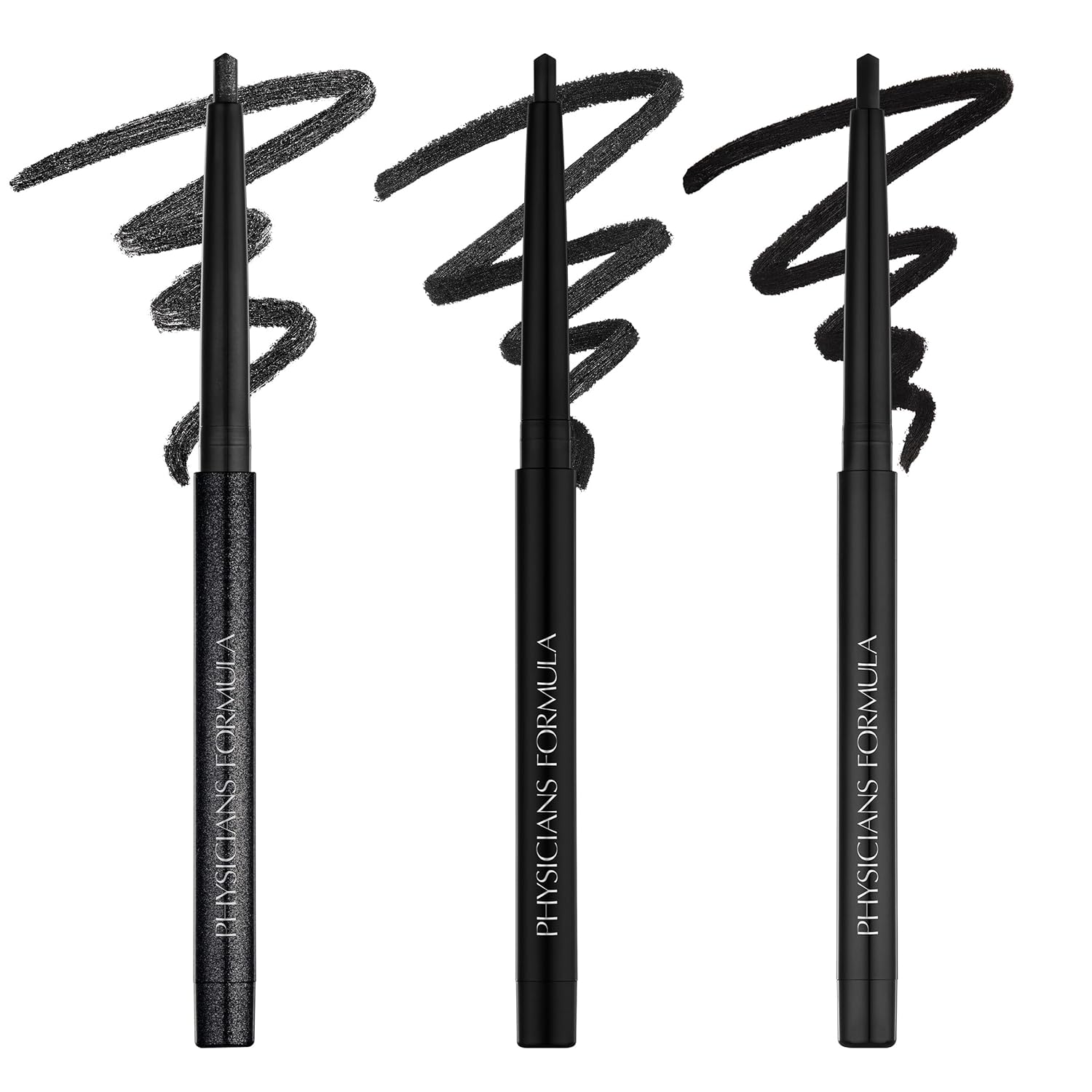 Physicians Formula Eye Booster Gel Black Eyeliner Set of 3 Shimmer Satin Matte Water-Resistant Smudge Resistant Lasts All