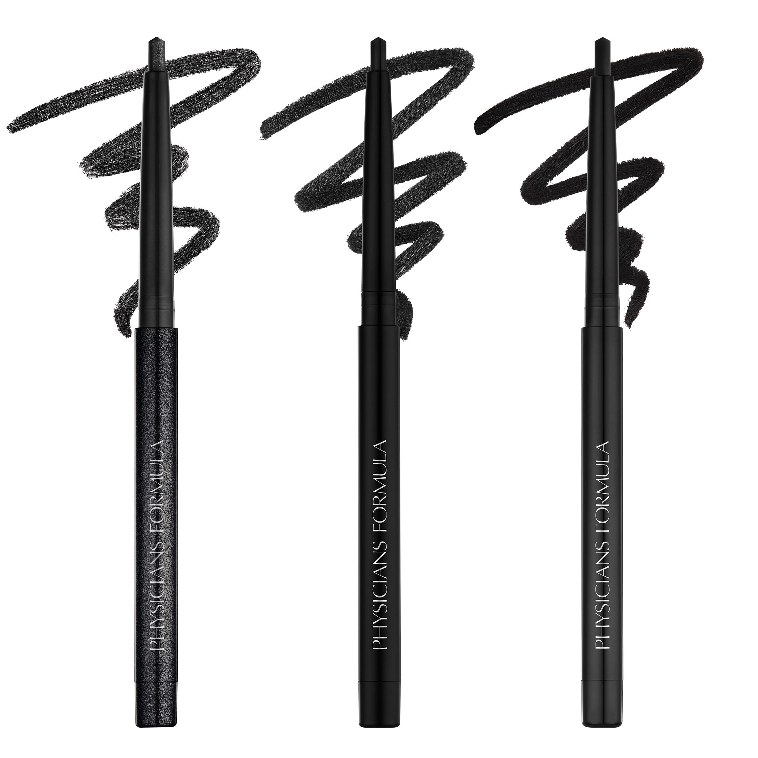 Physicians Formula Eye Booster Gel Black Eyeliner Set of 3 Shimmer Satin Matte Water-Resistant Smudge Resistant Lasts All