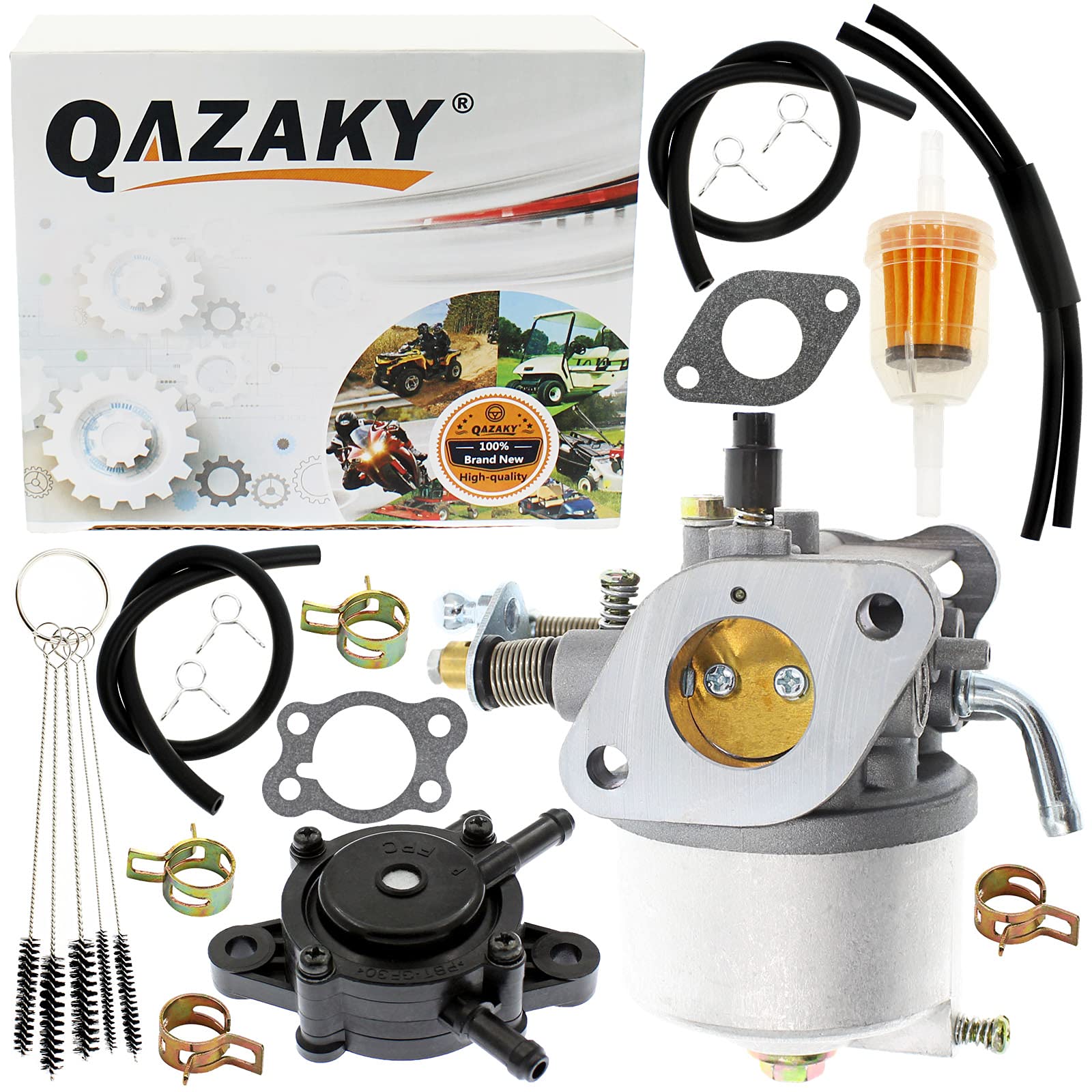QAZAKY350cc Carburetor Fuel Pump Compatible with EZGO Golf Cart Gas 4-Cycle Robin Engine Workhorse ST350 Carb 72558-G01 72558-G05 72840-G02 72873-G01 17559 520-184 MPT TXT ST-Sport Shuttle Series