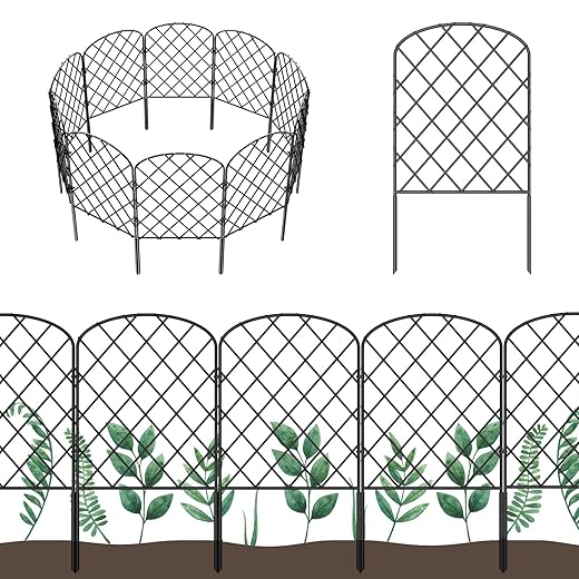 OUSHENG 25 Pack Decorative Garden Fence, Total 27ft(L) x 24in(H) Animal Barrier Border, Rustproof Metal Wire Section Edging Fencing Panel for Outdoor Patio Garden Yard, Arched