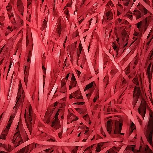 500g Red Shredded Tissue Paper for Gift Boxes, Dust-Free Red Shredded Paper for Hampers, Ideal Hamper Filling & Packaging Filler